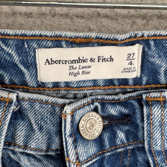 Abercrombie & Fitch The Loose High Rise Jeans Women’s Size 27 / 4 Long Blue Medi - Picture 11 of 11